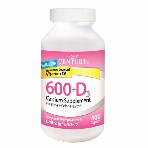 21ST CENTURY CALCIUM 600 MG + D TAB 400