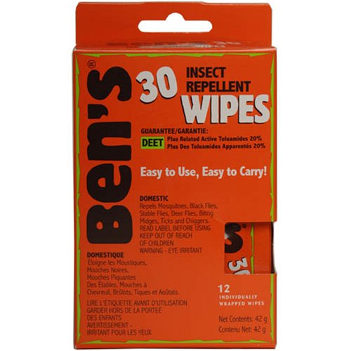 BEN'S TICK & INSECT REPELLENT W/DEET WIPE 12