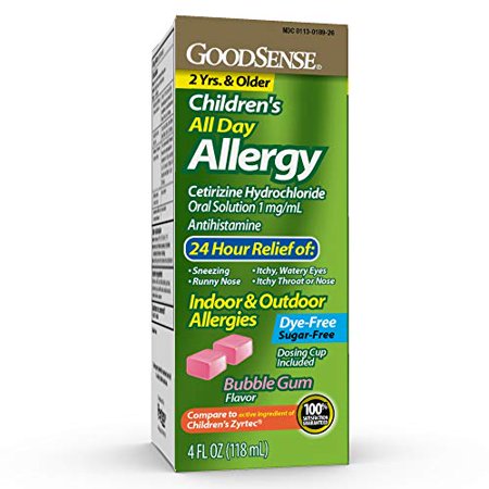 GS CETIRIZINE ALLERGY CHILD BGUM D/SF 5MG 4OZ