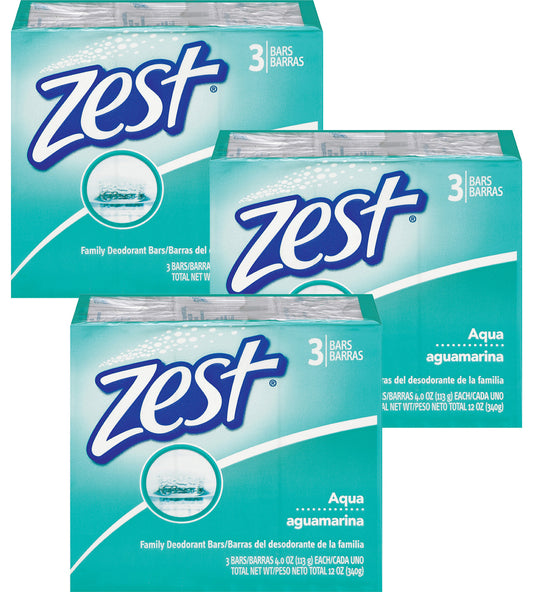 ZEST SOAP BAR AQUA 3 PK 4 OZ