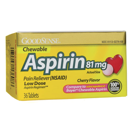 GS ASPIRIN CHEW TAB 81 MG LOW DOSE CHERRY 36