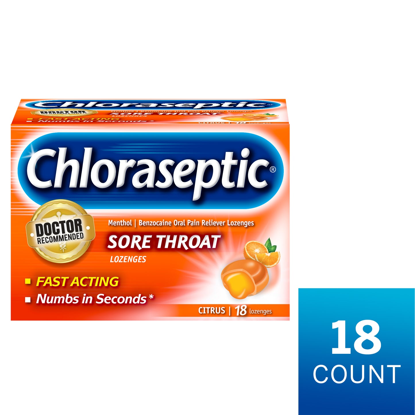 CHLORASEPTIC SORE THROAT LOZENGE CITRUS 18