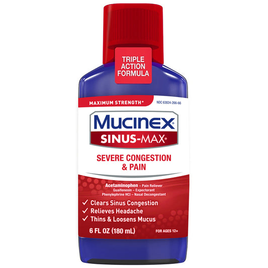 MUCINEX SINUS MAX SEVERE CONGESTION 6 OZ