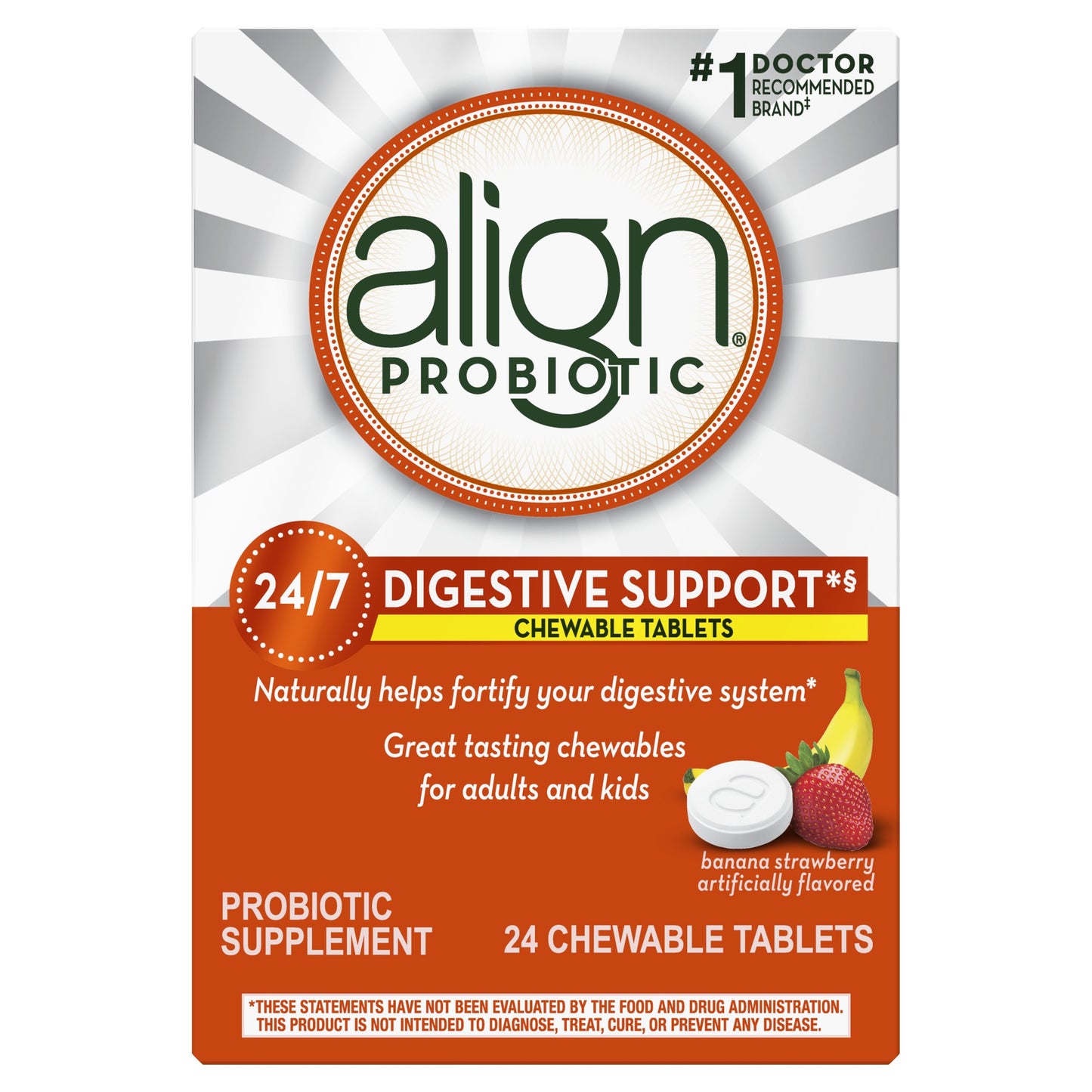 ALIGN PROBIOTIC CHEW STRAW/BANANA 10.5 MG 24