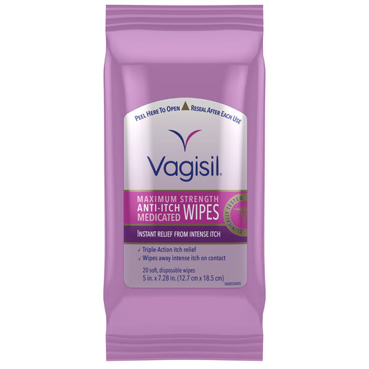 VAGISIL MAX STR ANTI ITCH MEDICATED WIPE 20