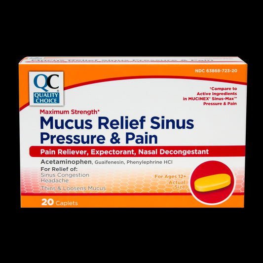QC MUCUS RELIEF SINUS PRESSURE & PAIN CAP 20