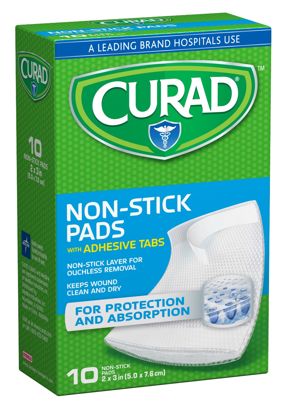 CURAD TELFA PAD NONSTICK W/ADH ST 2 X 3" (10)