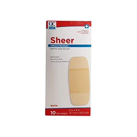 QC BANDAGE ADHESIVE SHEER XL 2 X 4" (10)