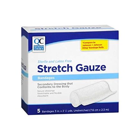 QC STRETCH GAUZE BANDAGE ROLL 3" X 2.5 YD (5)
