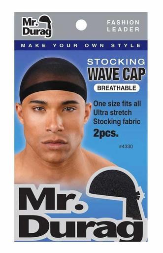 ANNIE MR DURAG STOCKING WAVE CAP 2PC BLK 4330