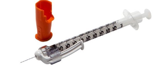 BD SYR SAFETY GLIDE INS .5CC 31G 15/64" 100