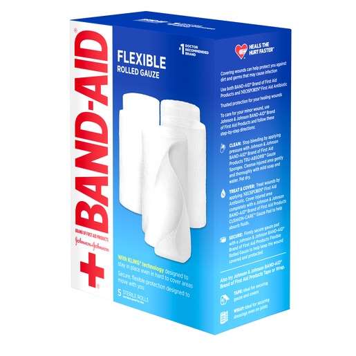 BAND AID FA ROLL GAUZE 4" X 2.1 YD (5)
