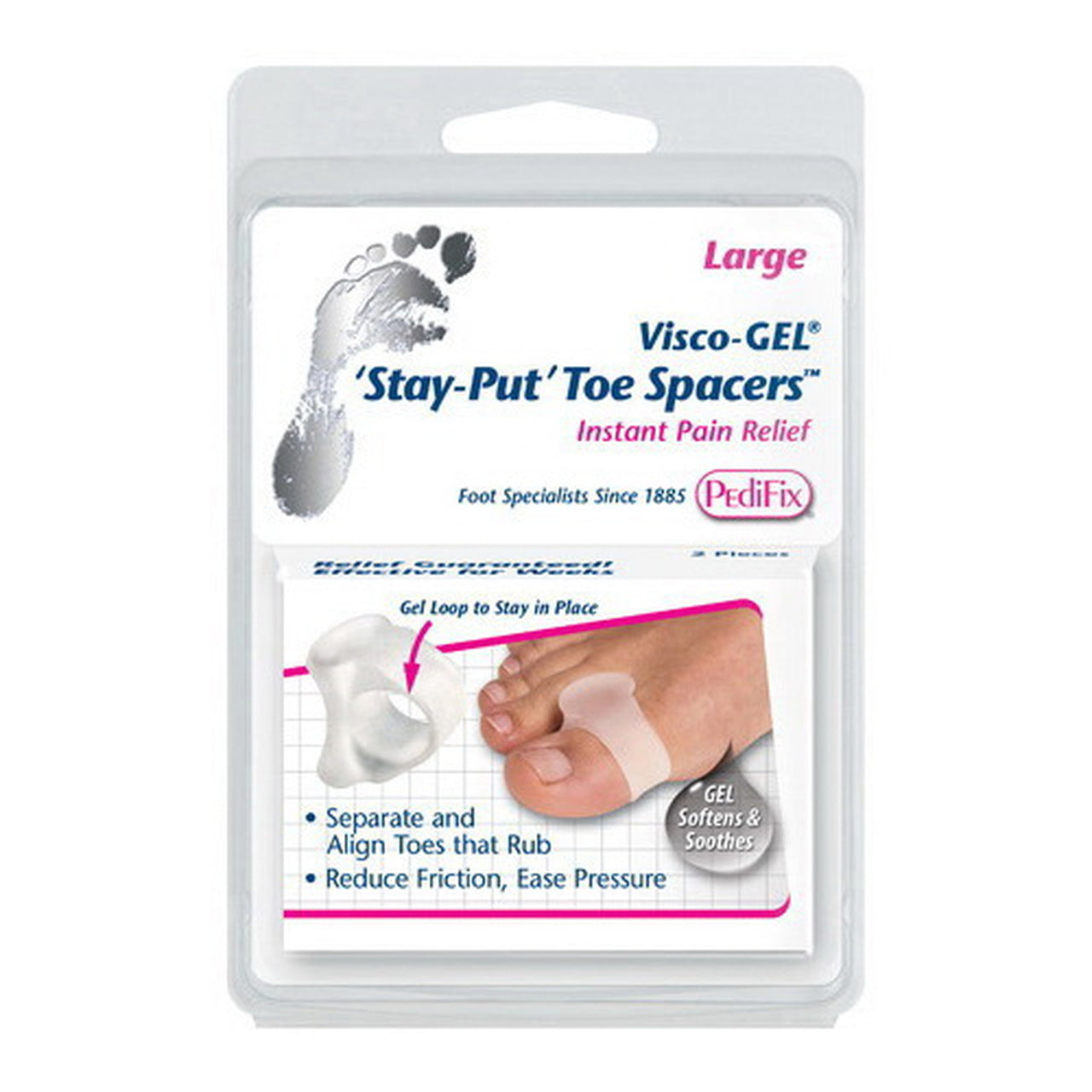 VISCO GEL STAY PUT TOE SEPARATOR LG PK/2