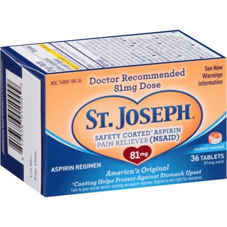 ST JOSEPH L/D ADULT ASPIRIN TAB 81 MG 36