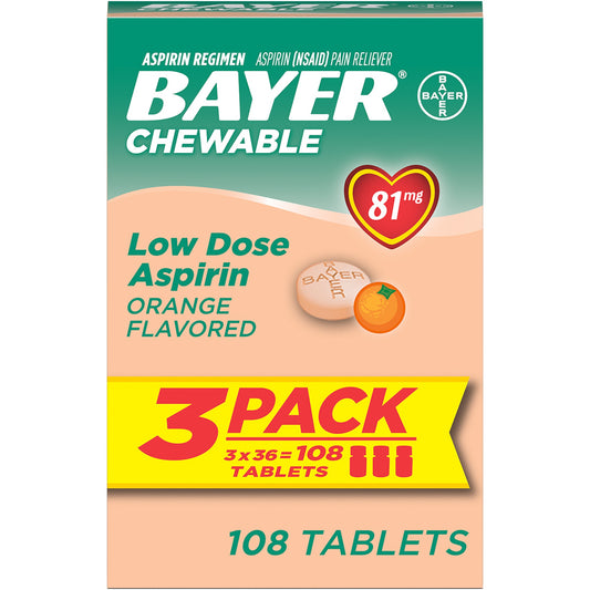 BAYER ASPIRIN CHILD CHEW ORANGE 81 MG 108