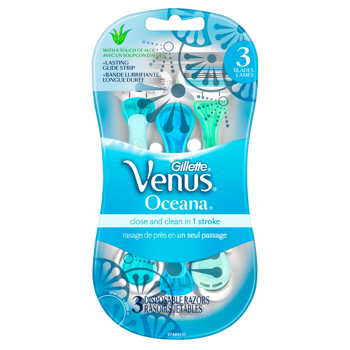 VENUS DISPOSABLE RAZOR OCEANA BLUE 3