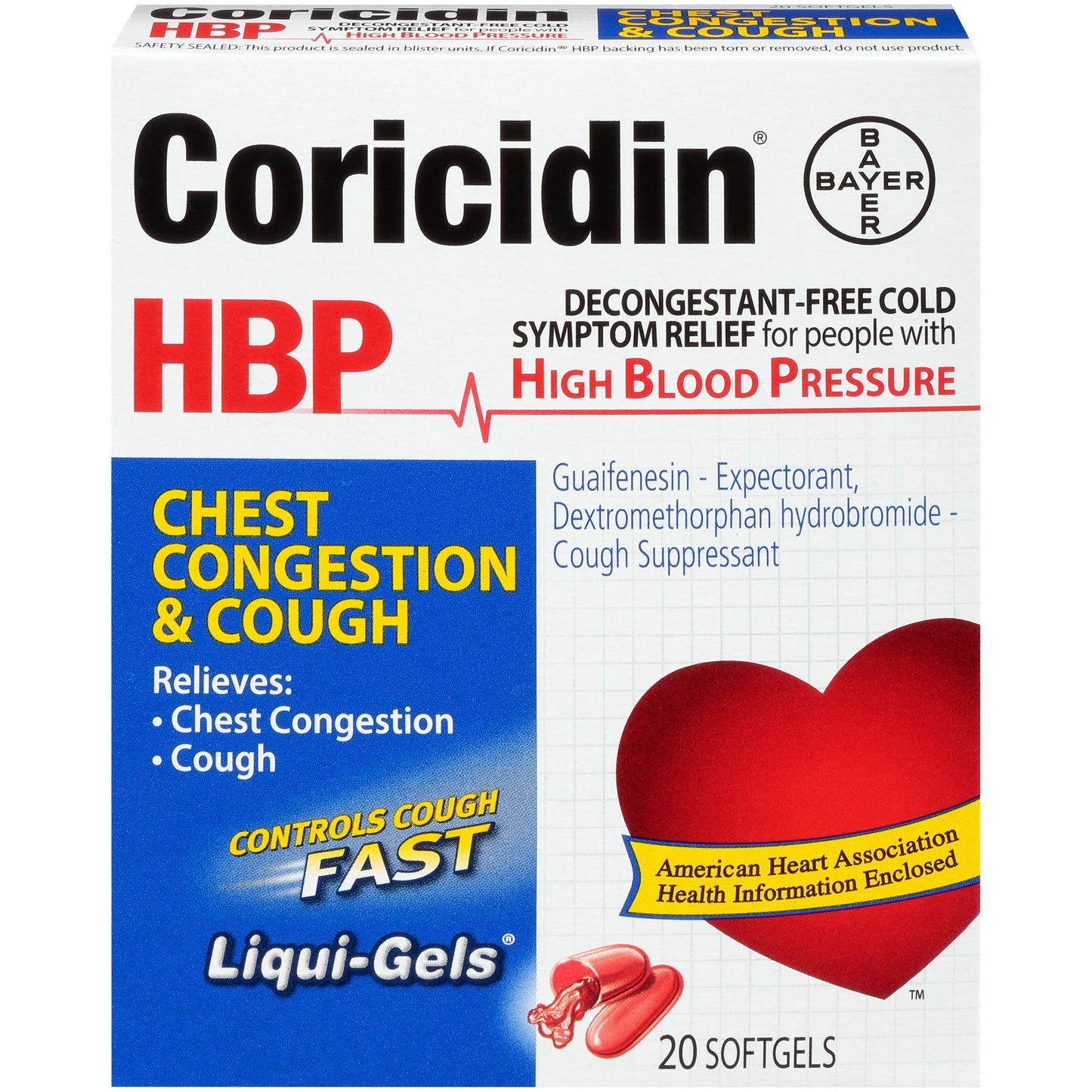 CORICIDIN HBP CHEST CONG & COUGH G/CAP 20