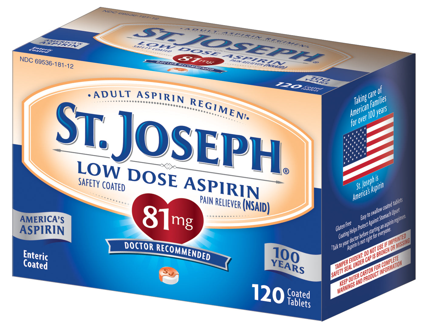 ST JOSEPH L/D ADULT ASPIRIN TAB 81 MG 120