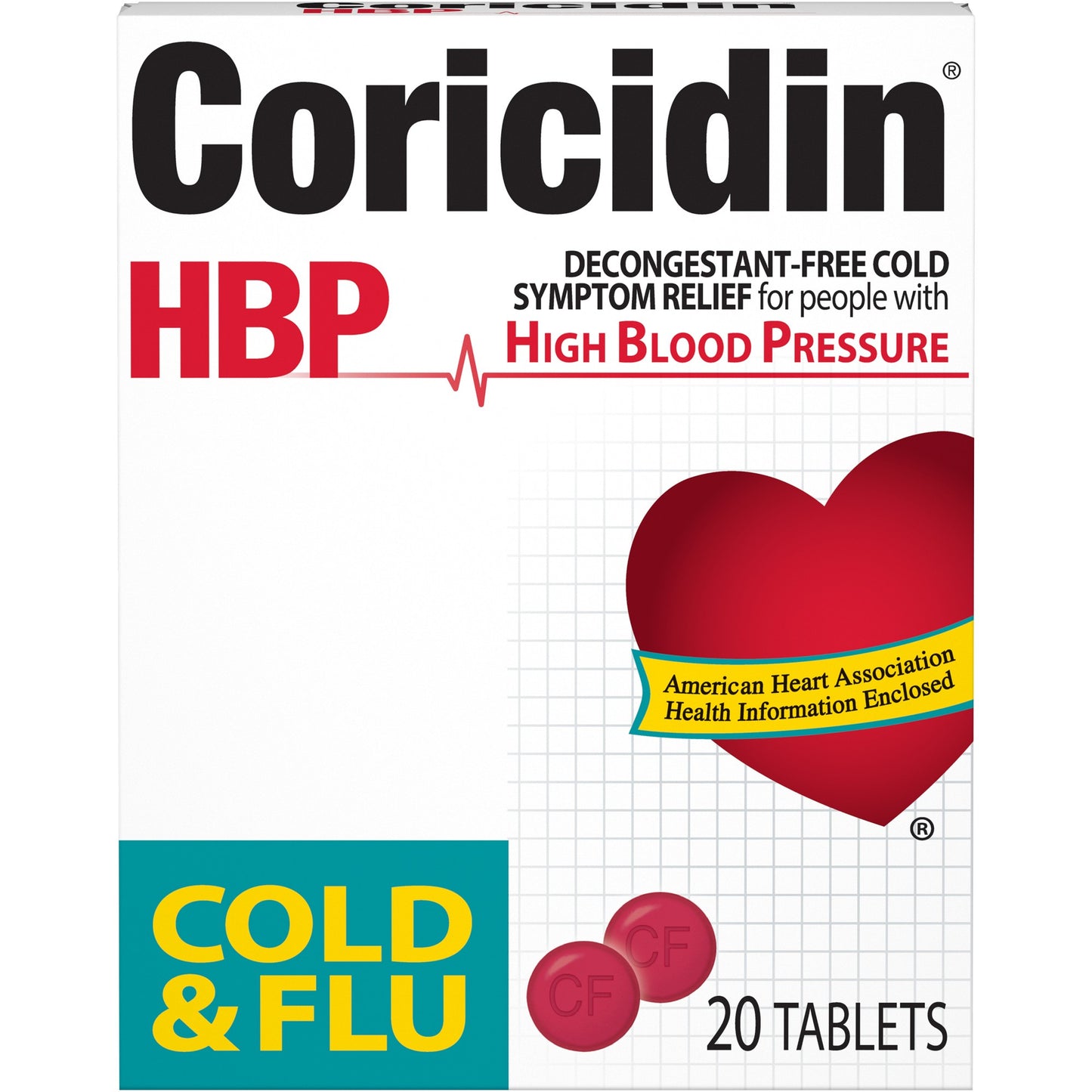CORICIDIN HBP COLD & FLU TAB 20