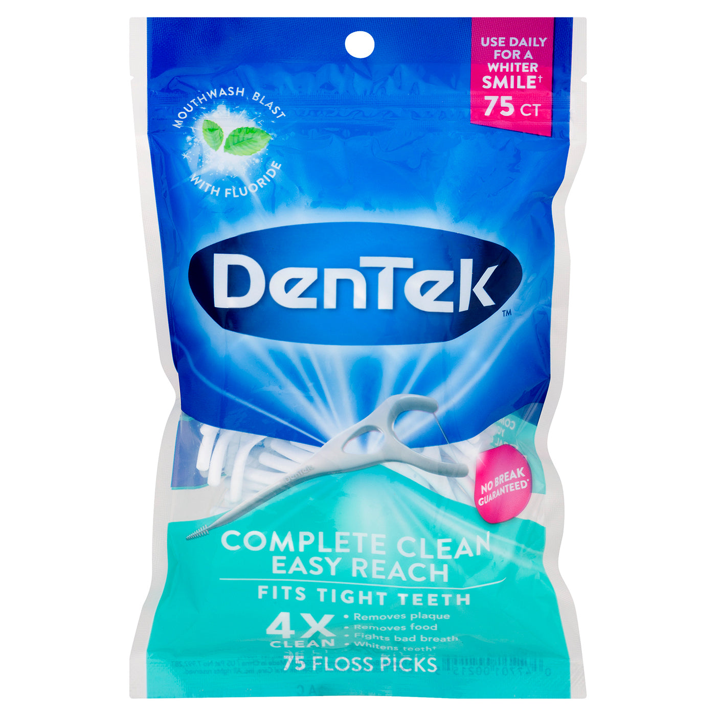 DENTEK COMPLETE CLEAN 75CT FLOSS PICK