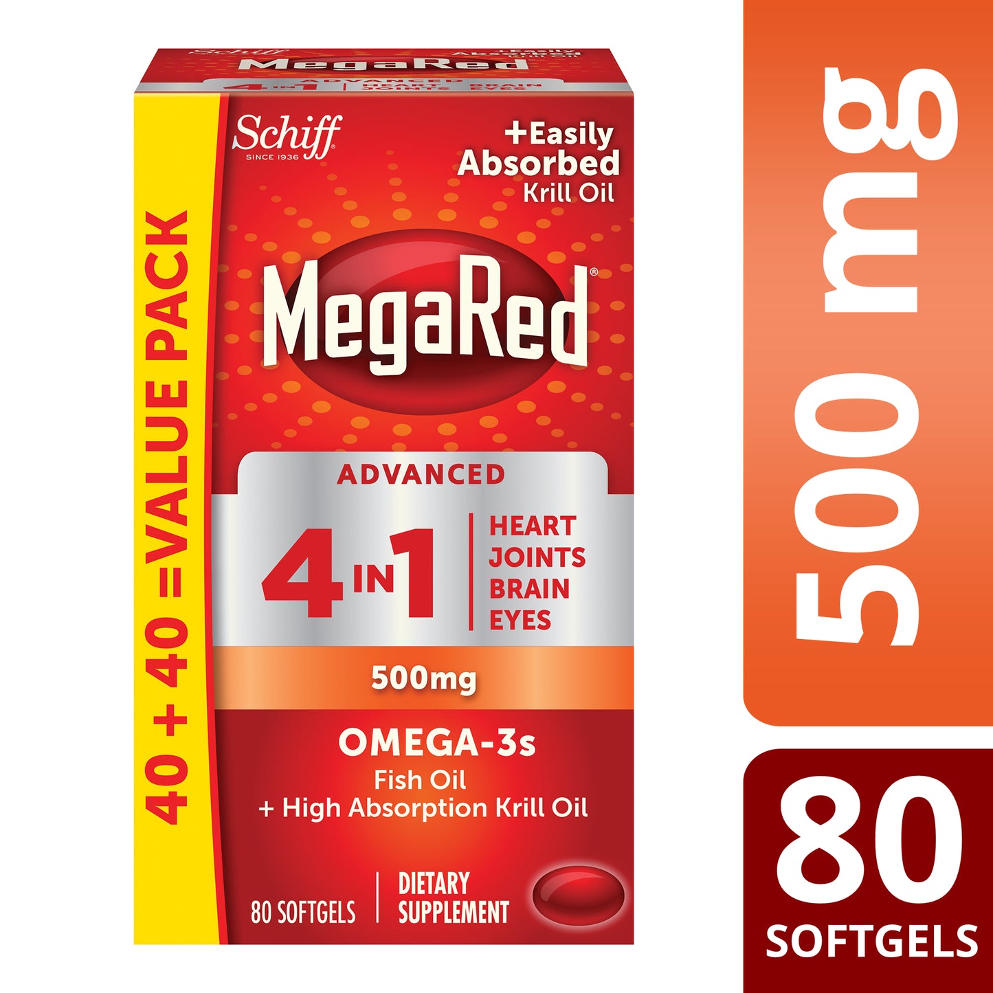 MEGARED ADVANCED 4IN1 OMEGA-3S 500 MG 80 SGEL