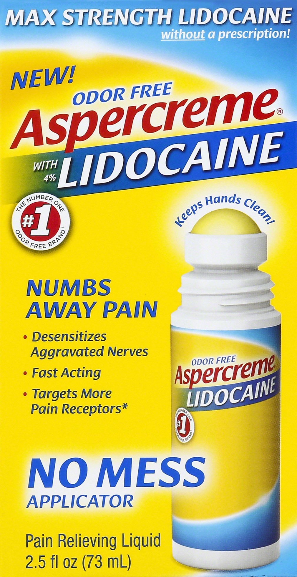 ASPERCREME LIDOCAINE NO MESS ROLL ON 2.5 OZ