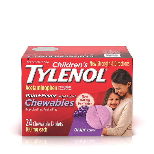 TYLENOL CHILD CHEW 160 MG GRAPE 24