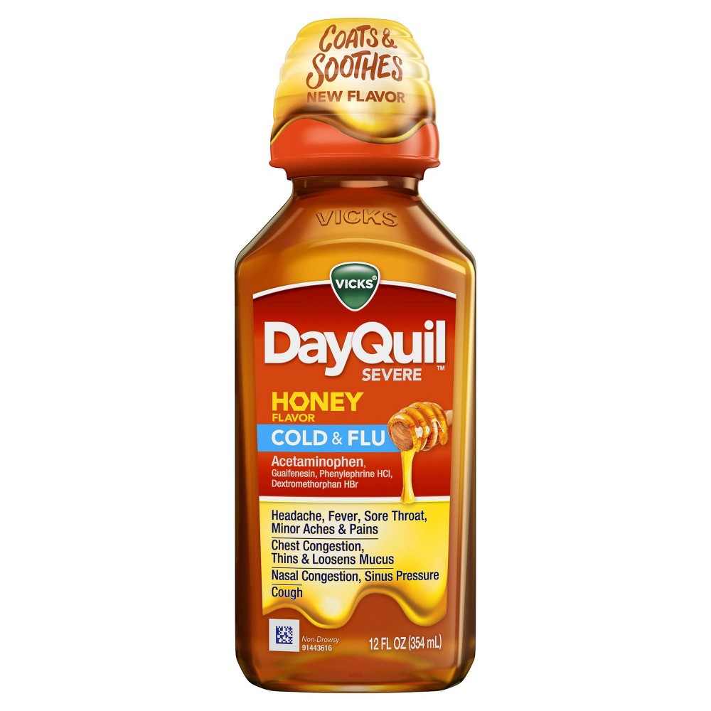 DAYQUIL SEVERE COLD & FLU REAL HONEY 12 OZ