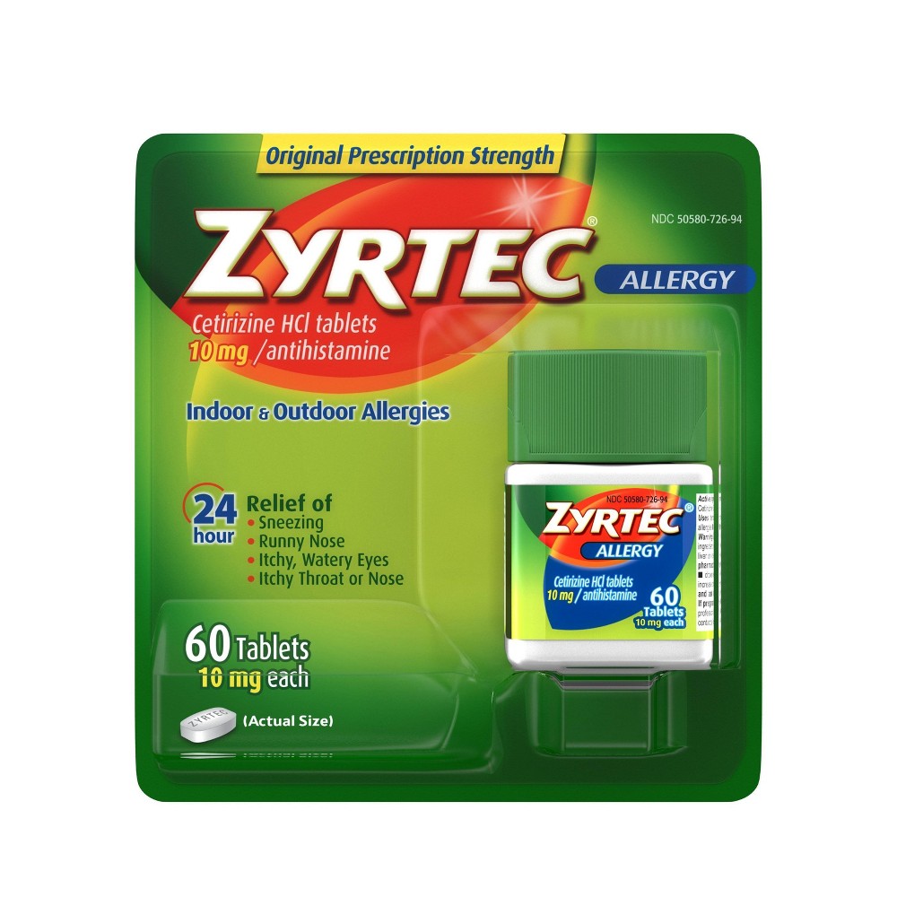 ZYRTEC ALLERGY 10 MG TABLET 60