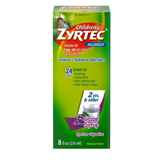 ZYRTEC CHILDREN LIQ DYE&SUGAR FREE GRAPE 8 OZ