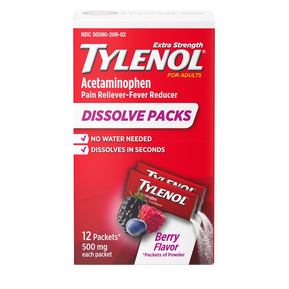 TYLENOL DISSOLVE PACKS BERRY FLAVOR 12