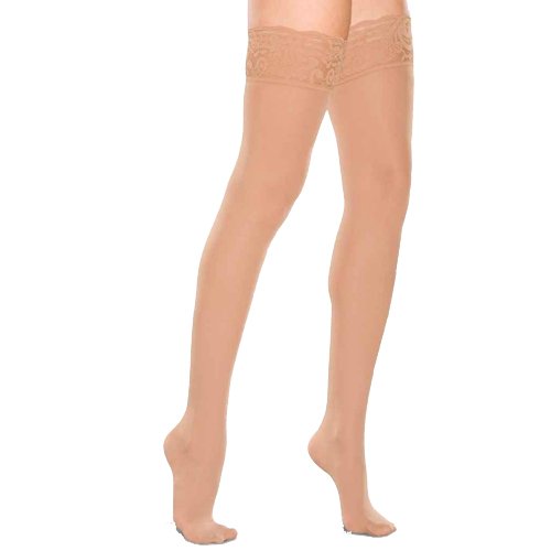 THIGH HIGH 15-20 WOMEN LACE CT SAND MD TF