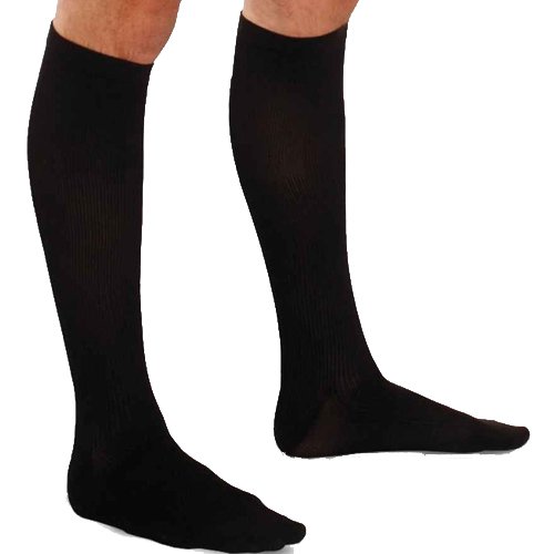 KNEE HIGH 15-20 MEN DRESS SOCK BLACK SM TF