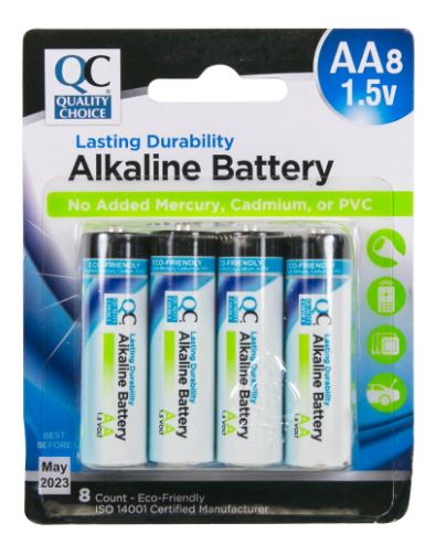 QC ALKALINE BATTERY AA 8 PK