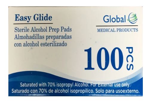 GLOBAL ALCOHOL PREP PADS BX/100