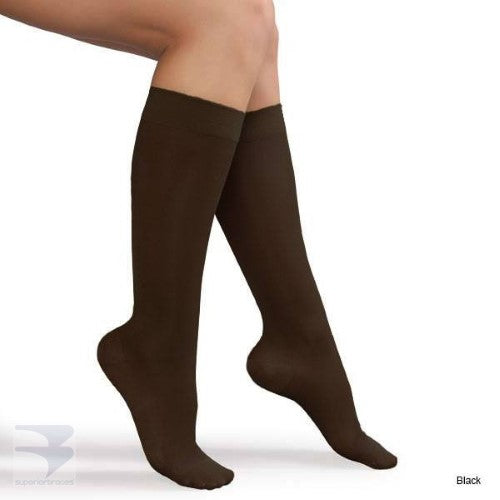 KNEE HIGH 15-20 WOMEN SHEER CT BLACK LG AO