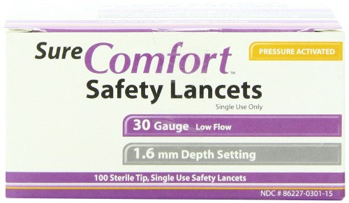 SURE COMFORT SAFETY LANCET 30G 1.6MM 100