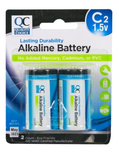 QC ALKALINE C BATTERY 2PK