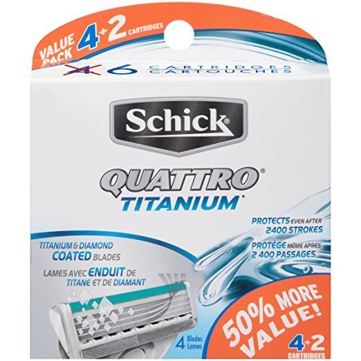 SCHICK QUATTRO TITANIUM MEN REFILL VALUE PK 6
