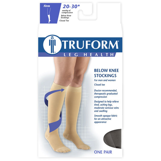 KNEE HIGH 20-30 TRUFORM MED SOFT CT BLK MD