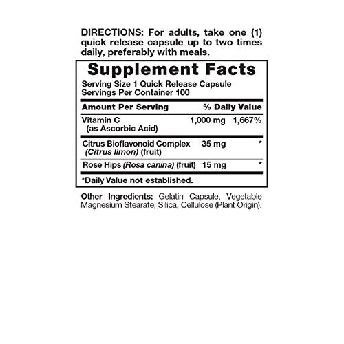 VIT C CAP W/BIOFL & ROSE HIPS 1000 MG 100 NT