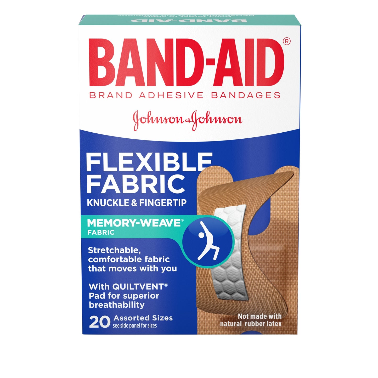 BAND AID FLEX FABRIC KNUCKLE & FINGER ASST 20