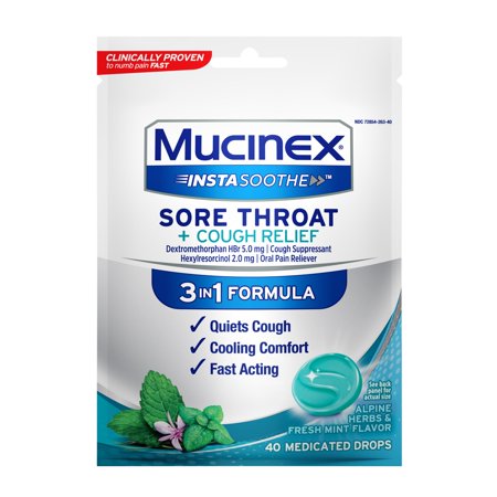 MUCINEX INSTASOOTHE S/THRT + CGH 40 DROP MINT