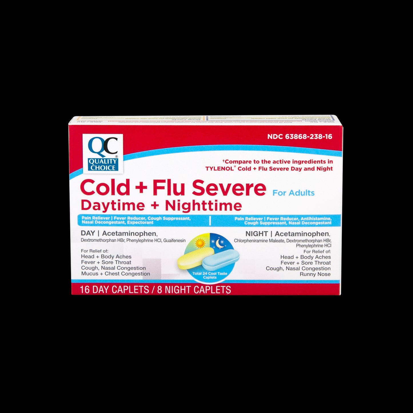 QC COLD & FLU DAY/NIGHT SEVERE CAPLET 24