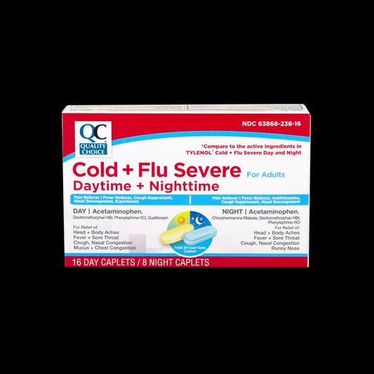 QC COLD & FLU DAY/NIGHT SEVERE CAPLET 24