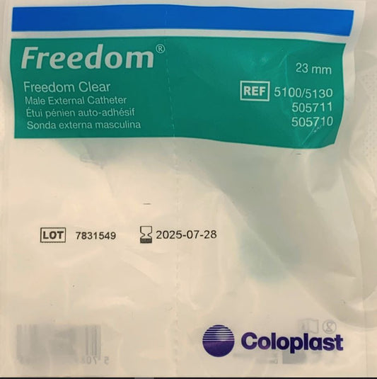 CATHETER MALE EXT FREEDOM CLEAR 23MM EA