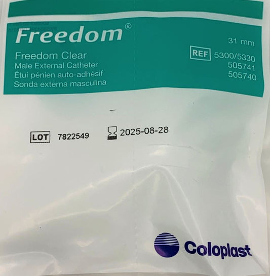 CATHETER MALE EXT FREEDOM CLEAR 31MM EA