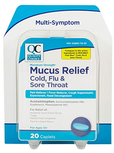 QC MUCUS RELIEF COLD FLU & SORE TH CAPLET 20