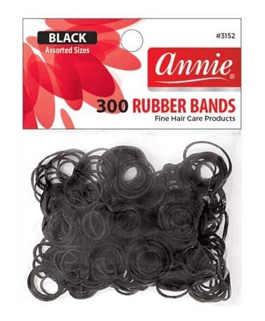 ANNIE RUBBER BANDS BLACK ASST SIZES 300 #3152