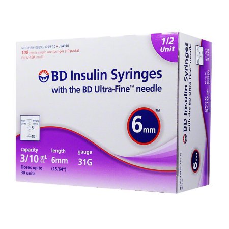 BD SYR VEO INSULIN .3CC 31G X 6MM H/U 100